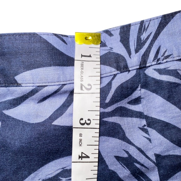 Brooks Brothers Dark Blue Leaf Pattern A-Line Button Down Linen Skirt - Picture 11 of 13